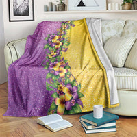 Hawaii Mardi Gras Blanket Plumeria Lei Beads Glitter Style