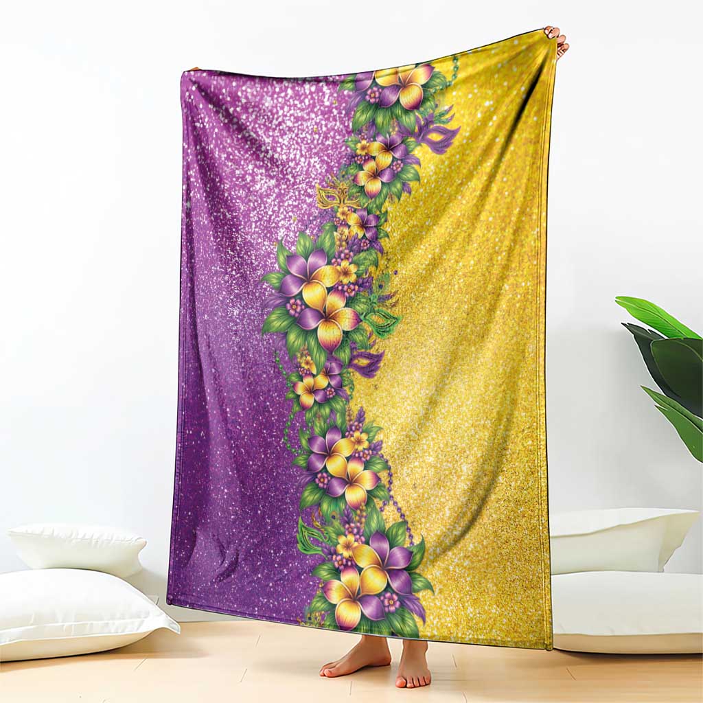 Hawaii Mardi Gras Blanket Plumeria Lei Beads Glitter Style