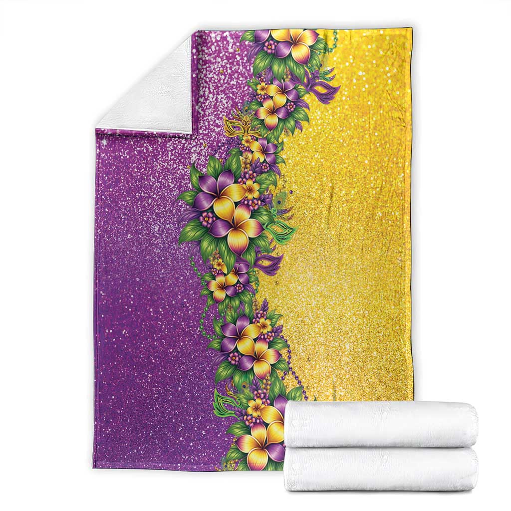 Hawaii Mardi Gras Blanket Plumeria Lei Beads Glitter Style