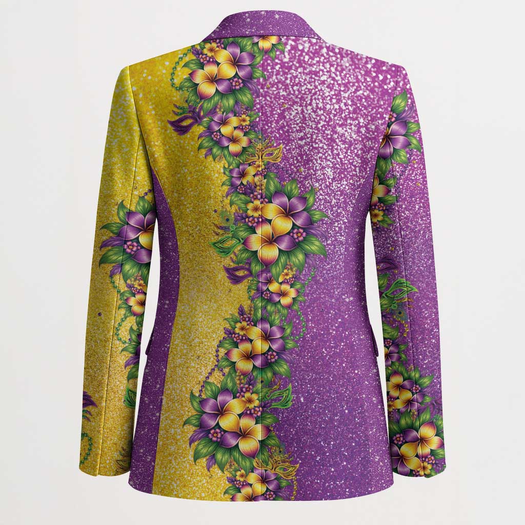 Hawaii Mardi Gras Blazer Plumeria Lei Beads Glitter Style