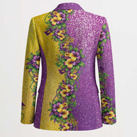 Hawaii Mardi Gras Blazer Plumeria Lei Beads Glitter Style