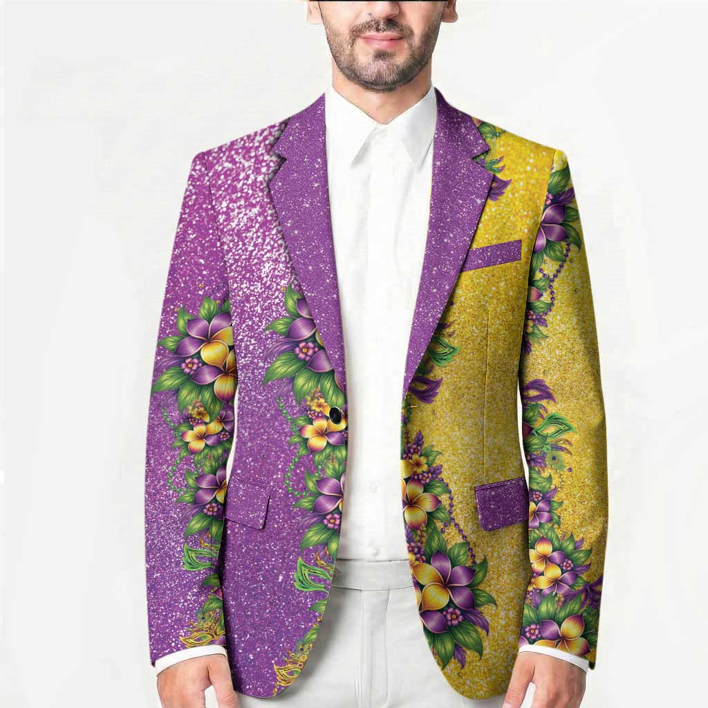 Hawaii Mardi Gras Blazer Plumeria Lei Beads Glitter Style