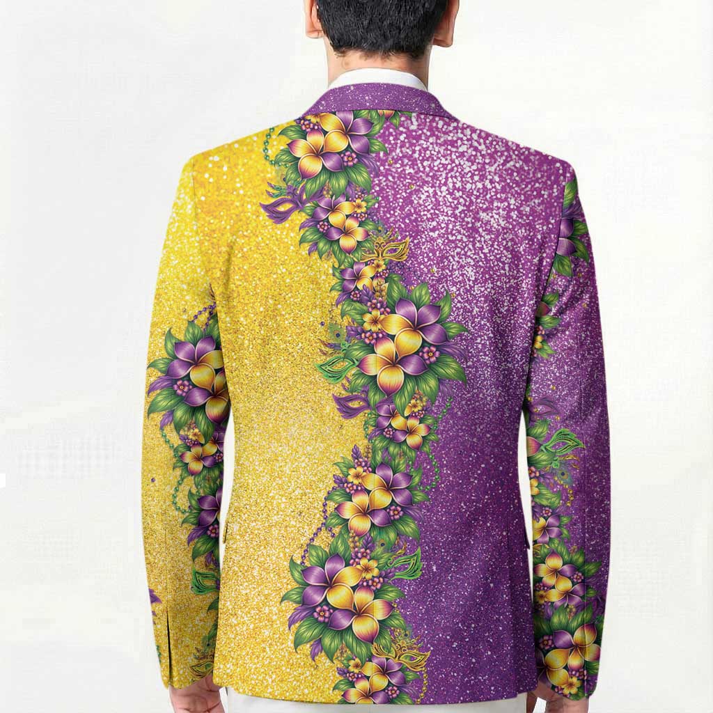 Hawaii Mardi Gras Blazer Plumeria Lei Beads Glitter Style