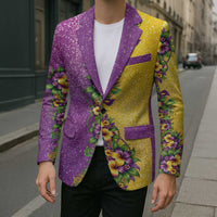 Hawaii Mardi Gras Blazer Plumeria Lei Beads Glitter Style