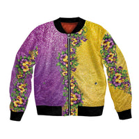 Hawaii Mardi Gras Bomber Jacket Plumeria Lei Beads Glitter Style