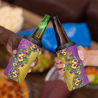 Hawaii Mardi Gras 4 in 1 Can Cooler Tumbler Plumeria Lei Beads Glitter Style