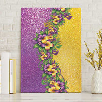 Hawaii Mardi Gras Canvas Wall Art Plumeria Lei Beads Glitter Style