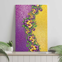 Hawaii Mardi Gras Canvas Wall Art Plumeria Lei Beads Glitter Style