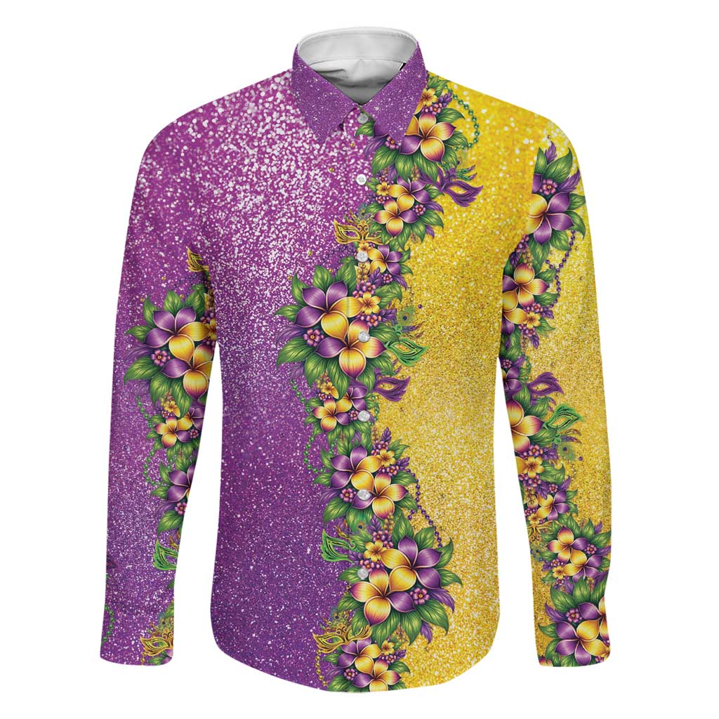 Hawaii Mardi Gras Family Matching Summer Maxi Dress and Hawaiian Shirt Plumeria Lei Beads Glitter Style