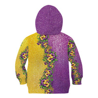 Hawaii Mardi Gras Kid Hoodie Plumeria Lei Beads Glitter Style