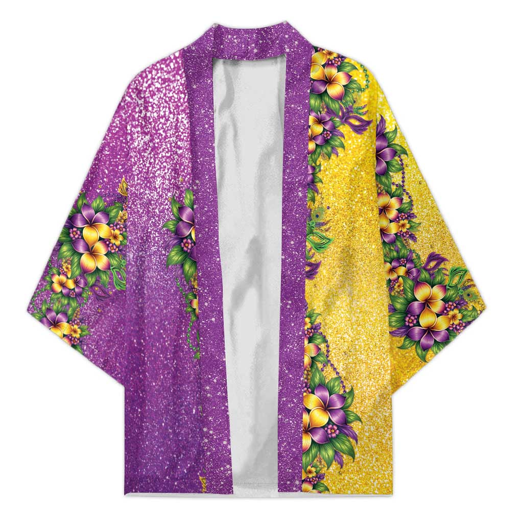 Hawaii Mardi Gras Kimono Plumeria Lei Beads Glitter Style