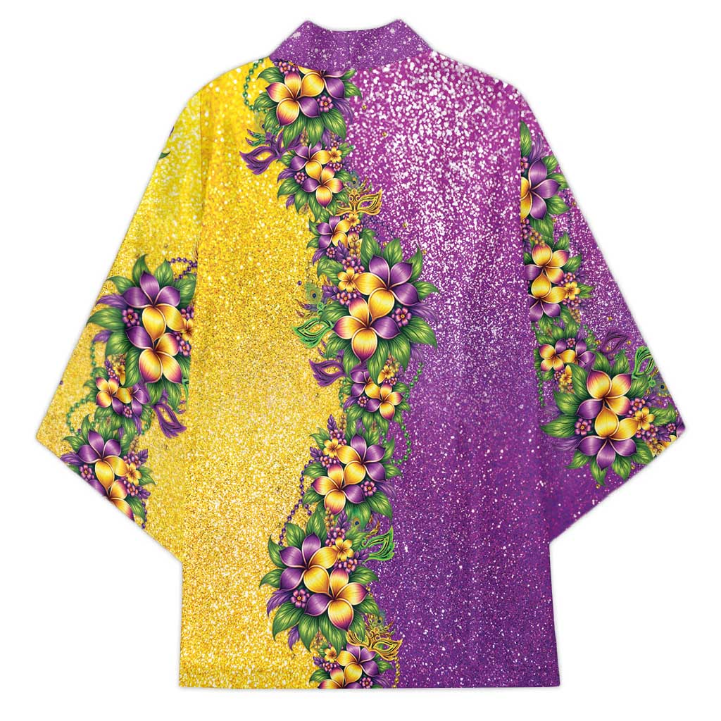 Hawaii Mardi Gras Kimono Plumeria Lei Beads Glitter Style