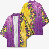 Hawaii Mardi Gras Kimono Plumeria Lei Beads Glitter Style