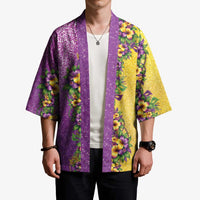 Hawaii Mardi Gras Kimono Plumeria Lei Beads Glitter Style