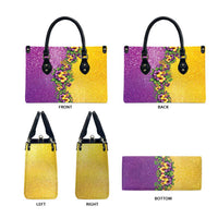 Hawaii Mardi Gras Leather Bag Plumeria Lei Beads Glitter Style