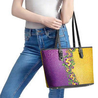 Hawaii Mardi Gras Leather Tote Bag Plumeria Lei Beads Glitter Style