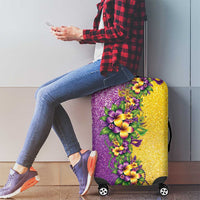 Hawaii Mardi Gras Luggage Cover Plumeria Lei Beads Glitter Style