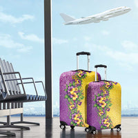 Hawaii Mardi Gras Luggage Cover Plumeria Lei Beads Glitter Style
