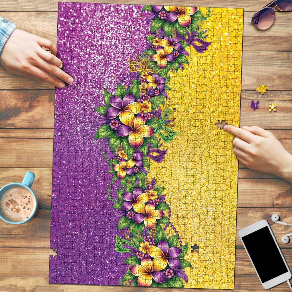 Hawaii Mardi Gras Puzzle Plumeria Lei Beads Glitter Style