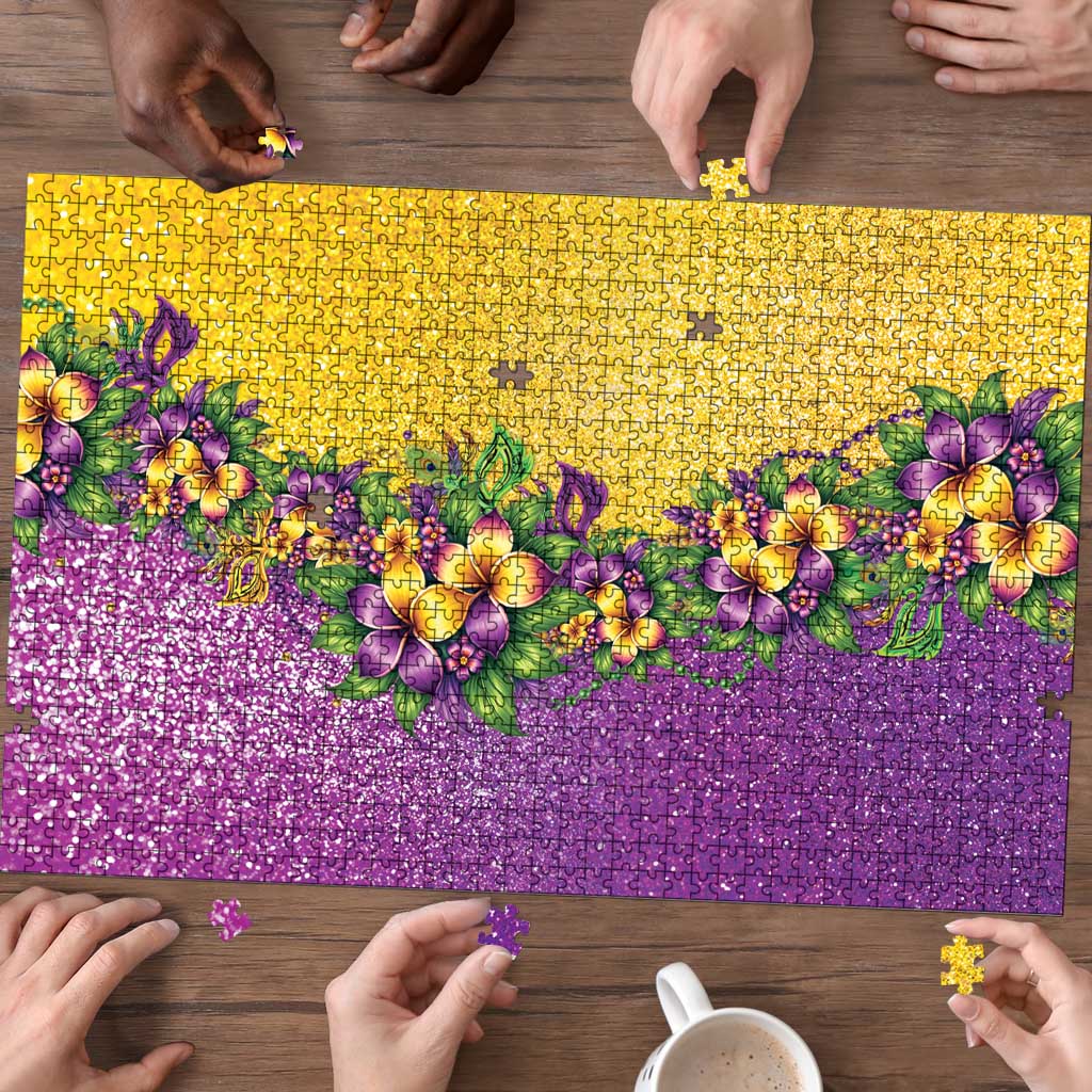 Hawaii Mardi Gras Puzzle Plumeria Lei Beads Glitter Style