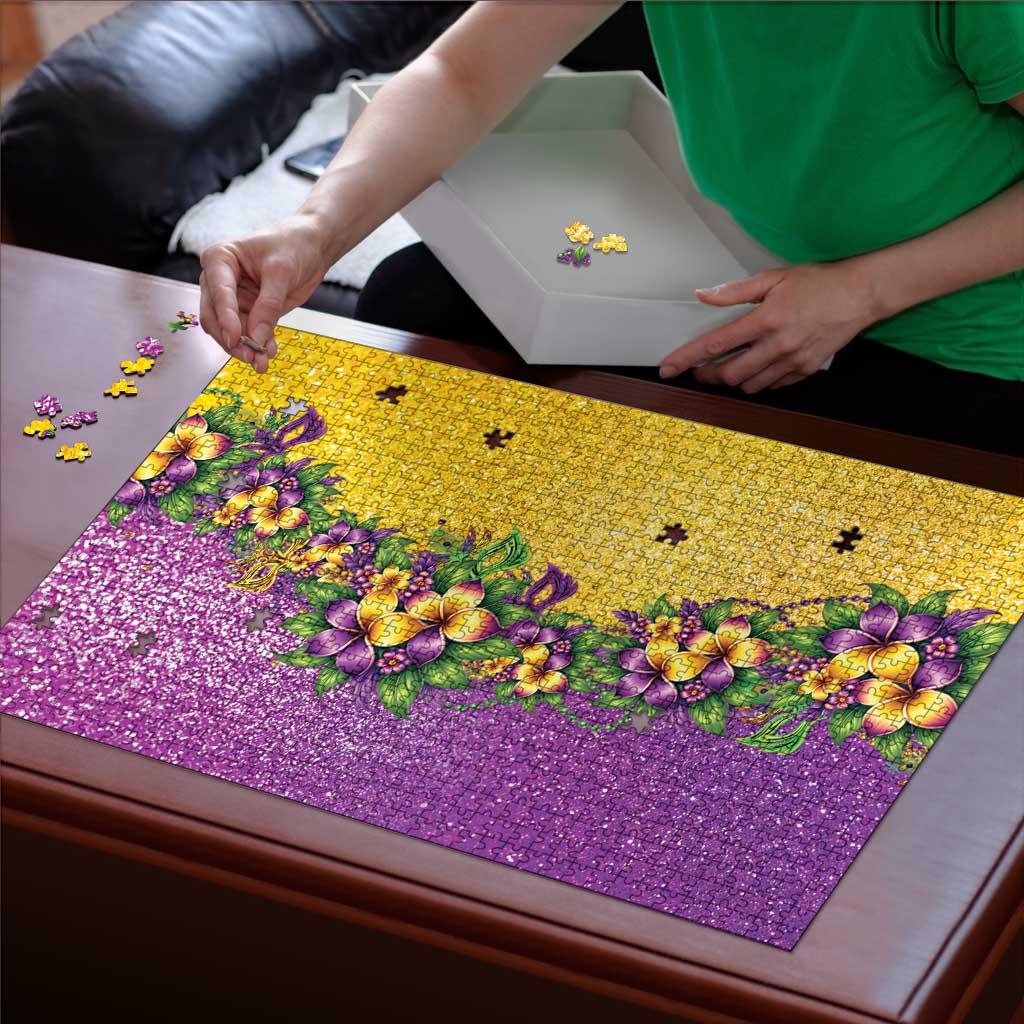Hawaii Mardi Gras Puzzle Plumeria Lei Beads Glitter Style
