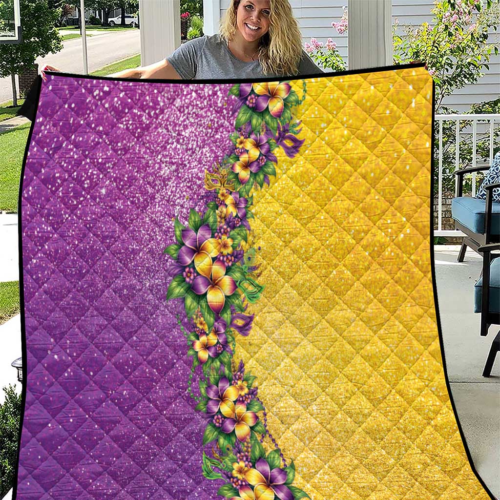 Hawaii Mardi Gras Quilt Plumeria Lei Beads Glitter Style