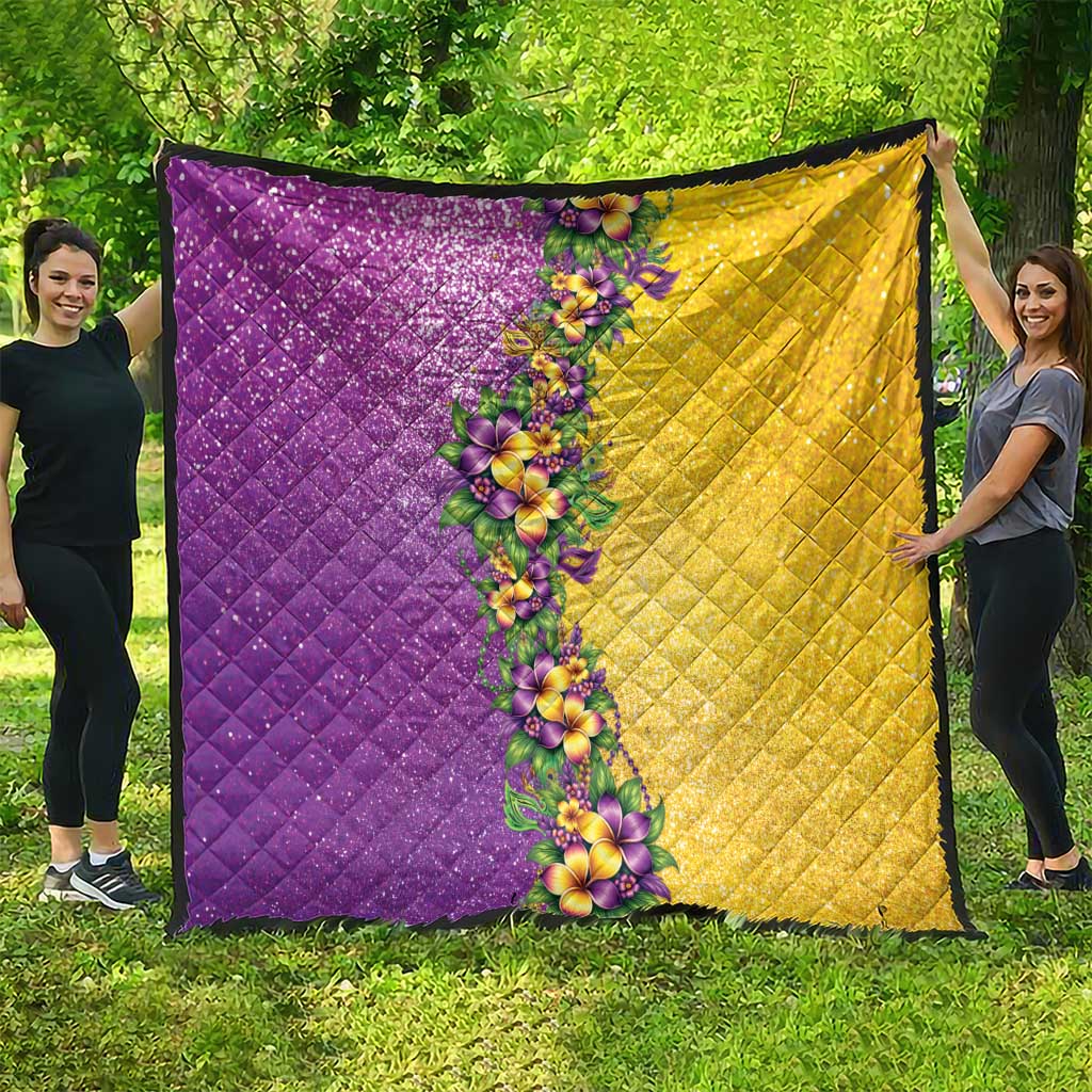 Hawaii Mardi Gras Quilt Plumeria Lei Beads Glitter Style