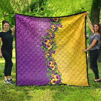 Hawaii Mardi Gras Quilt Plumeria Lei Beads Glitter Style