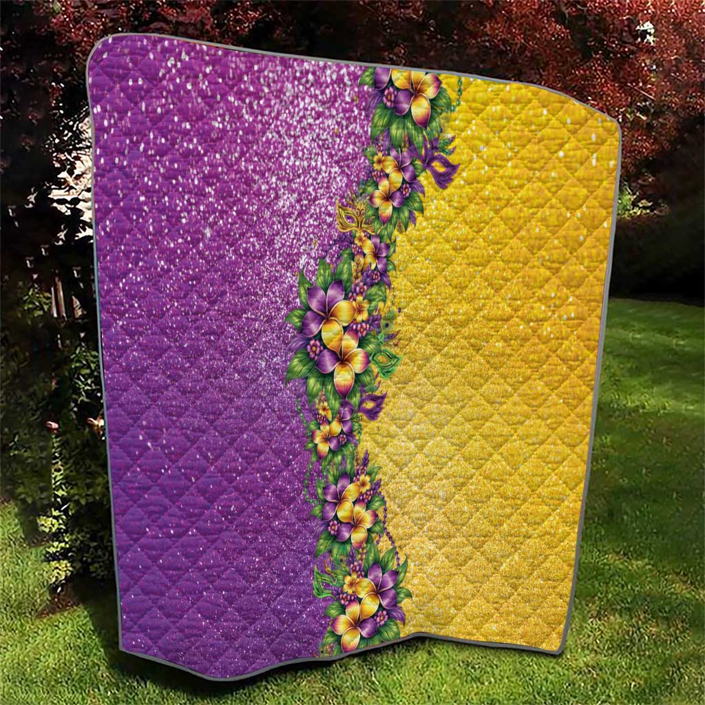 Hawaii Mardi Gras Quilt Plumeria Lei Beads Glitter Style