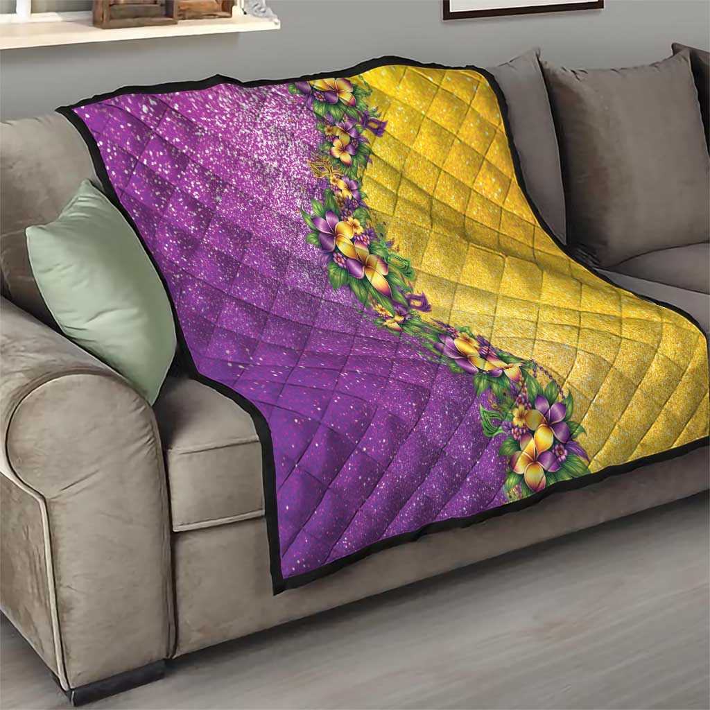 Hawaii Mardi Gras Quilt Plumeria Lei Beads Glitter Style
