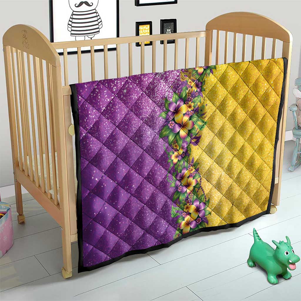 Hawaii Mardi Gras Quilt Plumeria Lei Beads Glitter Style