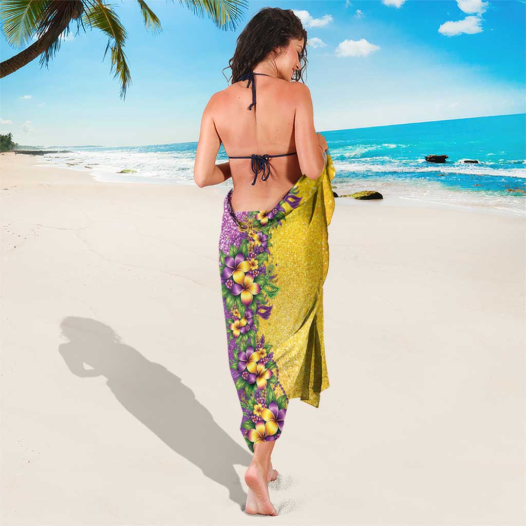 Hawaii Mardi Gras Sarong Plumeria Lei Beads Glitter Style
