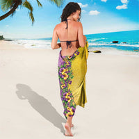 Hawaii Mardi Gras Sarong Plumeria Lei Beads Glitter Style