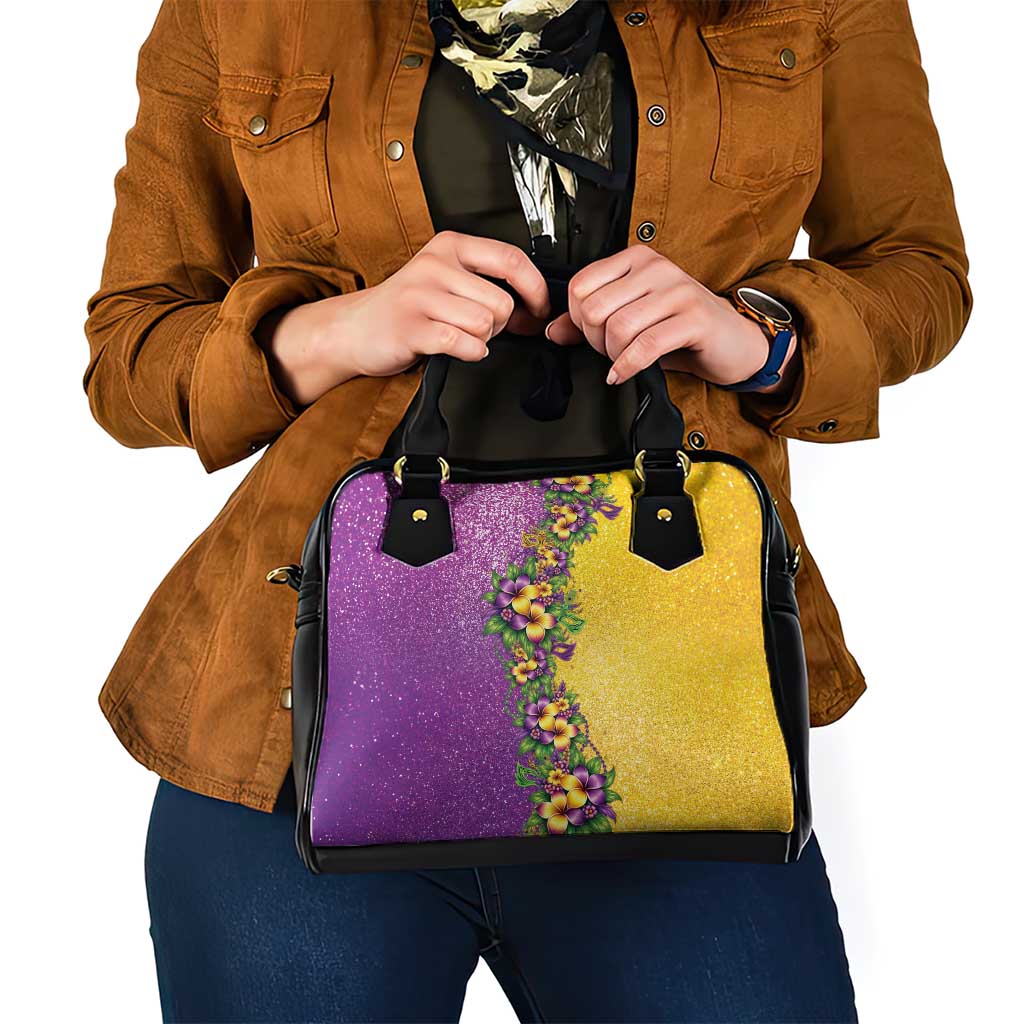 Hawaii Mardi Gras Shoulder Handbag Plumeria Lei Beads Glitter Style