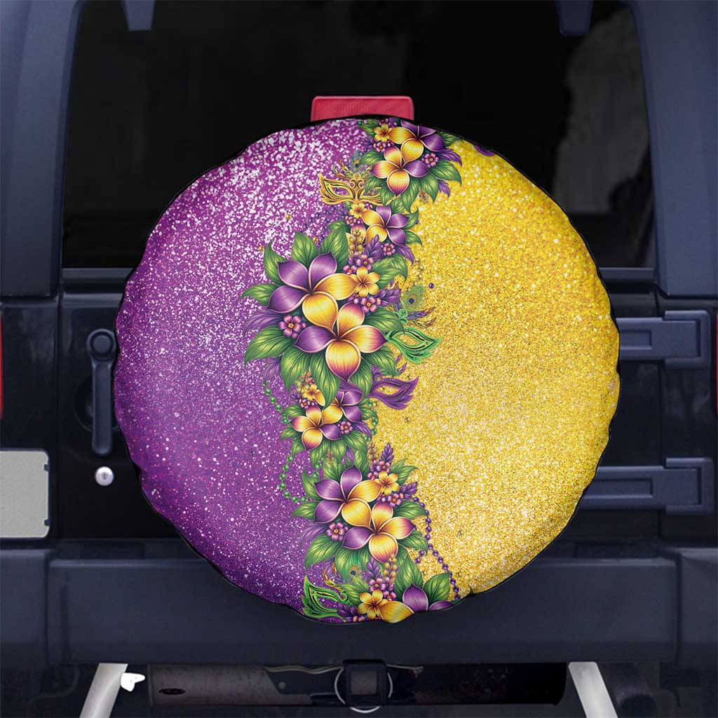 Hawaii Mardi Gras Spare Tire Cover Plumeria Lei Beads Glitter Style