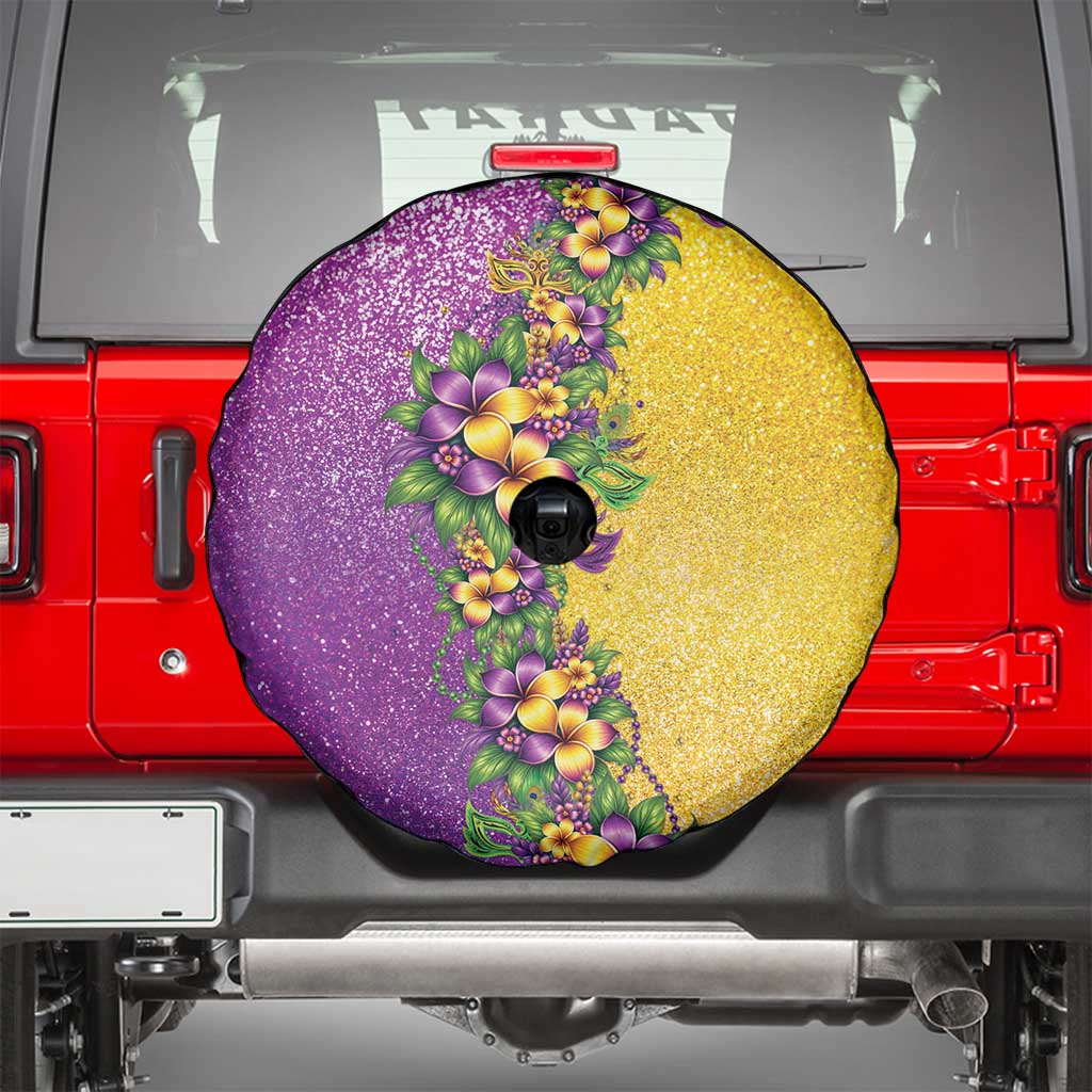 Hawaii Mardi Gras Spare Tire Cover Plumeria Lei Beads Glitter Style