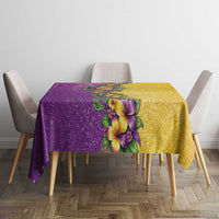 Hawaii Mardi Gras Tablecloth Plumeria Lei Beads Glitter Style