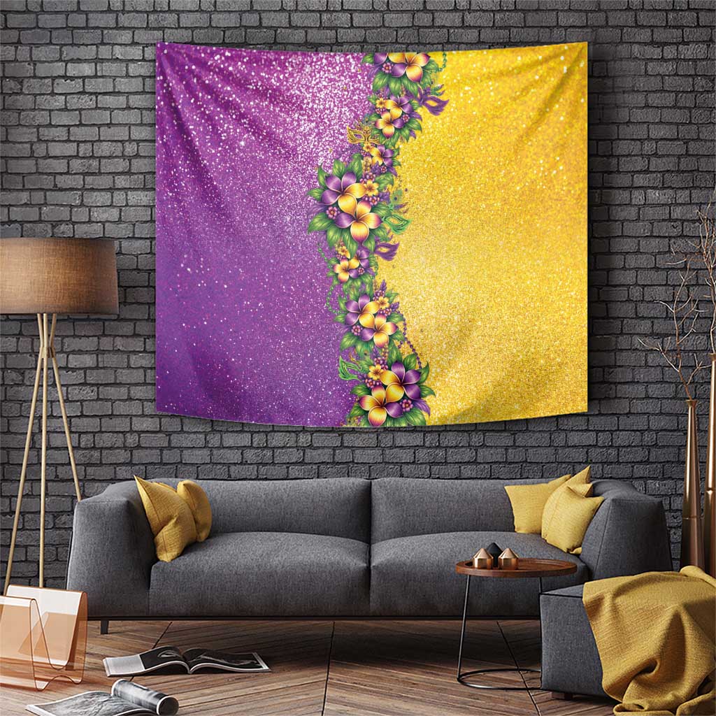 Hawaii Mardi Gras Tapestry Plumeria Lei Beads Glitter Style