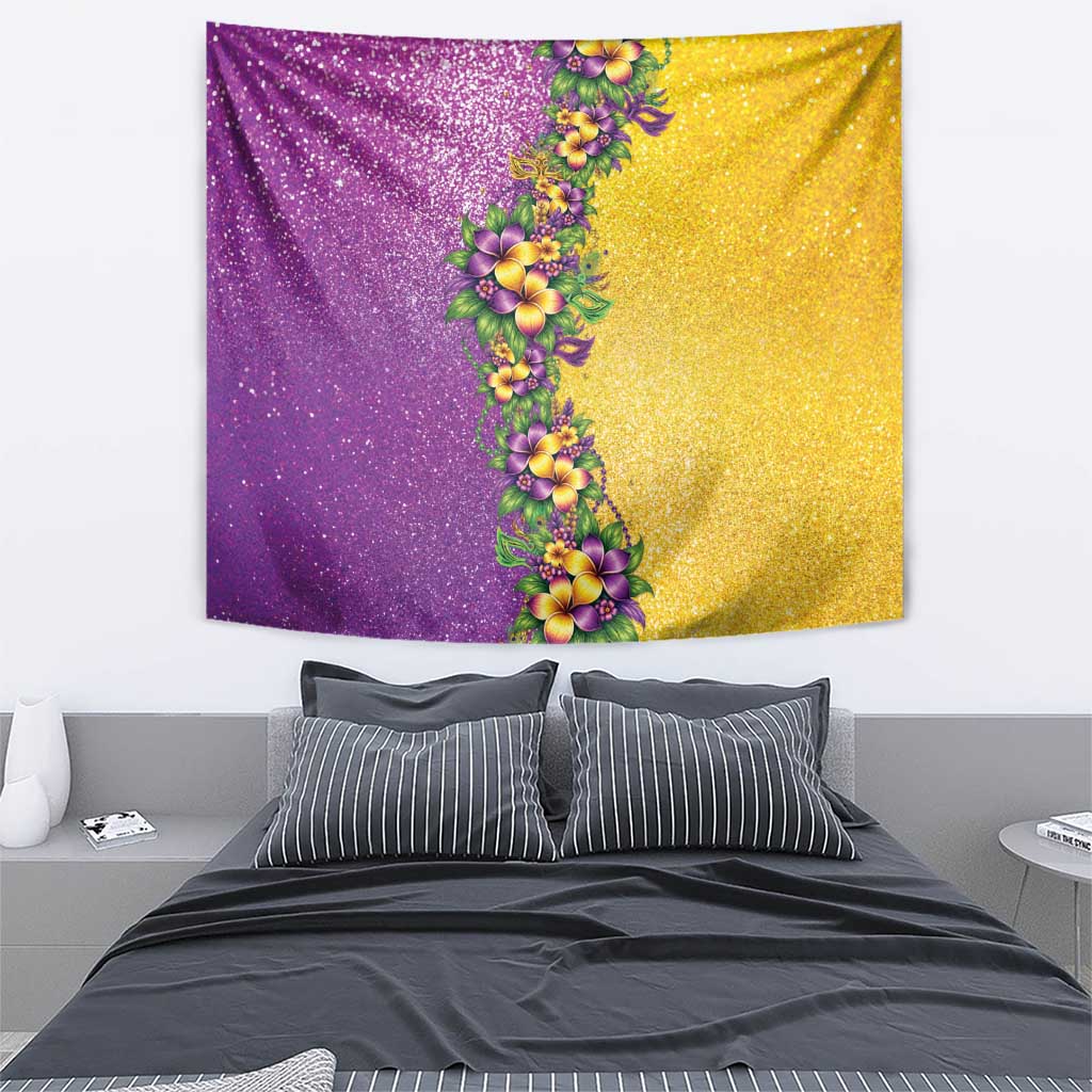 Hawaii Mardi Gras Tapestry Plumeria Lei Beads Glitter Style