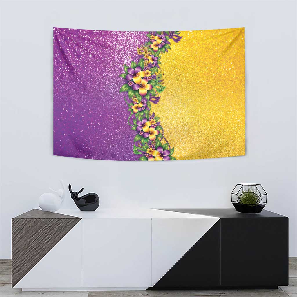 Hawaii Mardi Gras Tapestry Plumeria Lei Beads Glitter Style