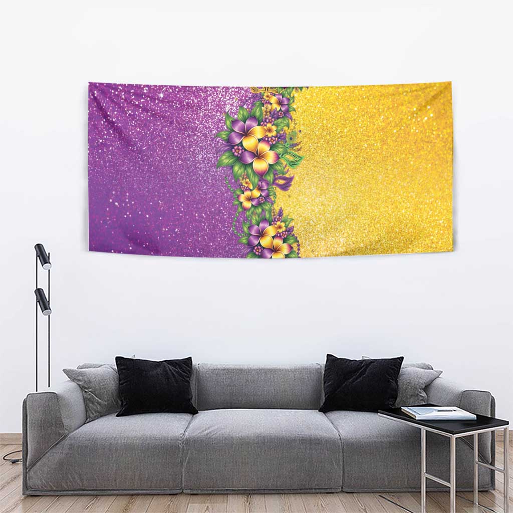 Hawaii Mardi Gras Tapestry Plumeria Lei Beads Glitter Style