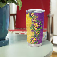 Hawaii Mardi Gras Tumbler Cup Plumeria Lei Beads Glitter Style