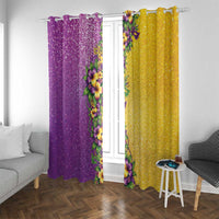 Hawaii Mardi Gras Window Curtain Plumeria Lei Beads Glitter Style