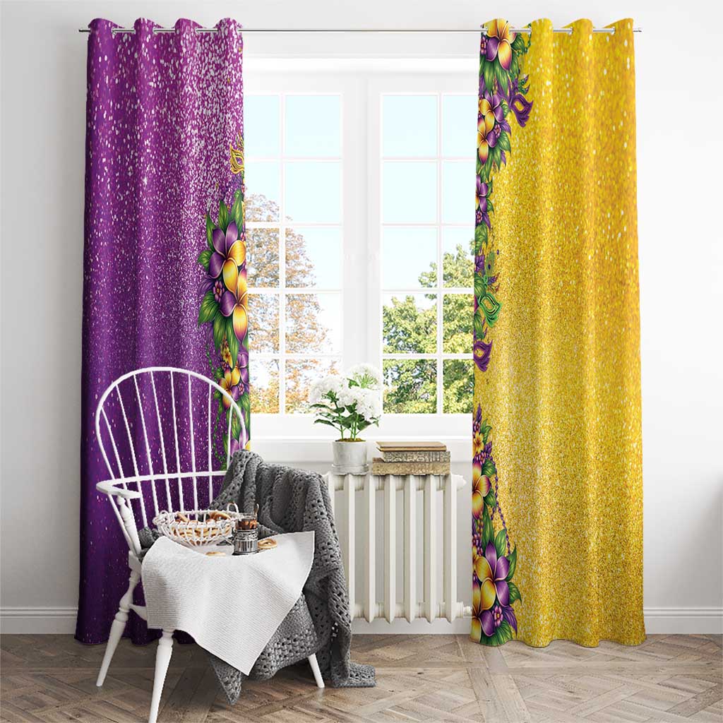 Hawaii Mardi Gras Window Curtain Plumeria Lei Beads Glitter Style