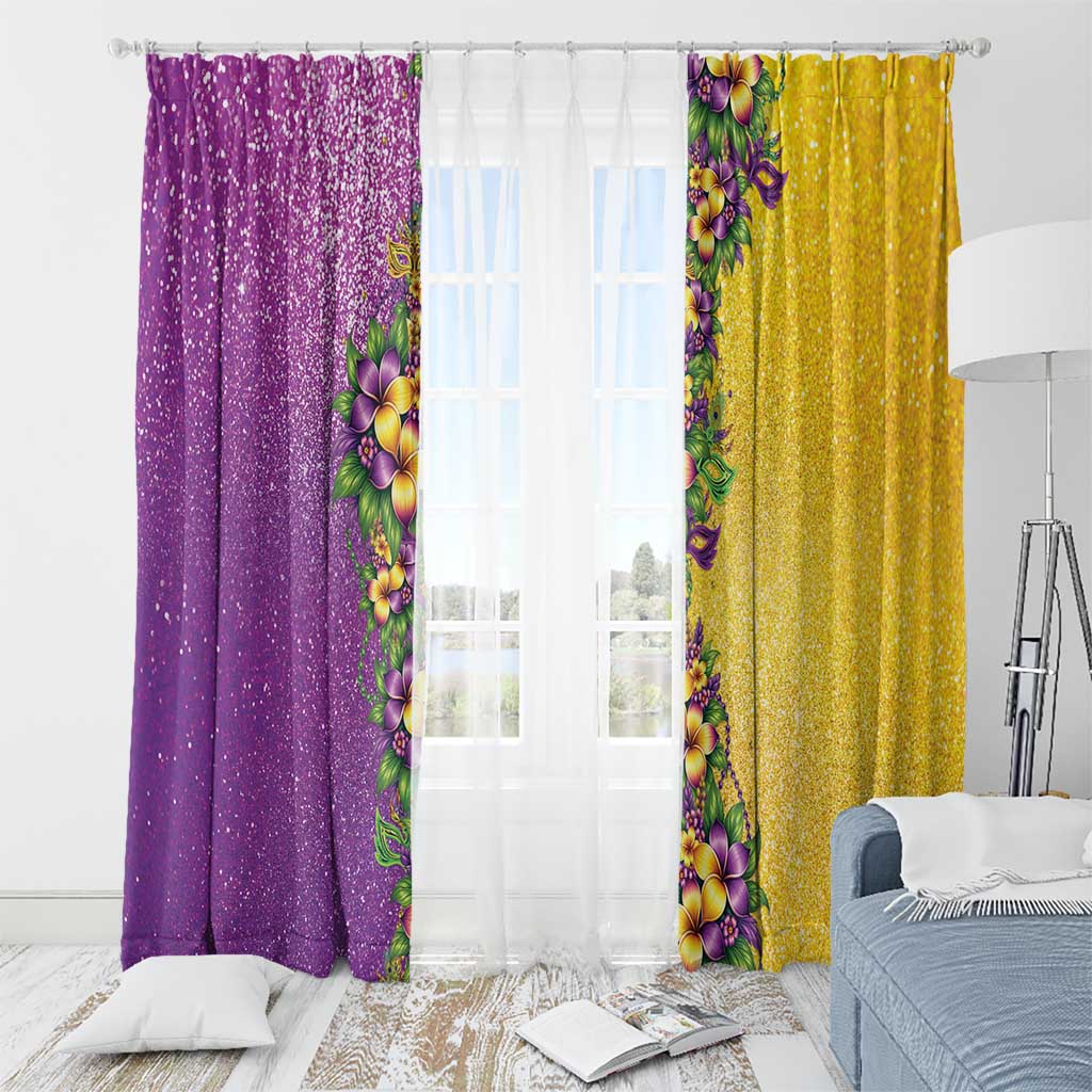 Hawaii Mardi Gras Window Curtain Plumeria Lei Beads Glitter Style