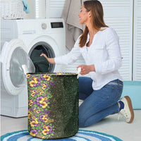 Hawaii Mardi Gras Laundry Basket Tropical Flowers Glitter Style