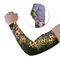 Hawaii Mardi Gras Arm Sleeves Tropical Flowers Glitter Style