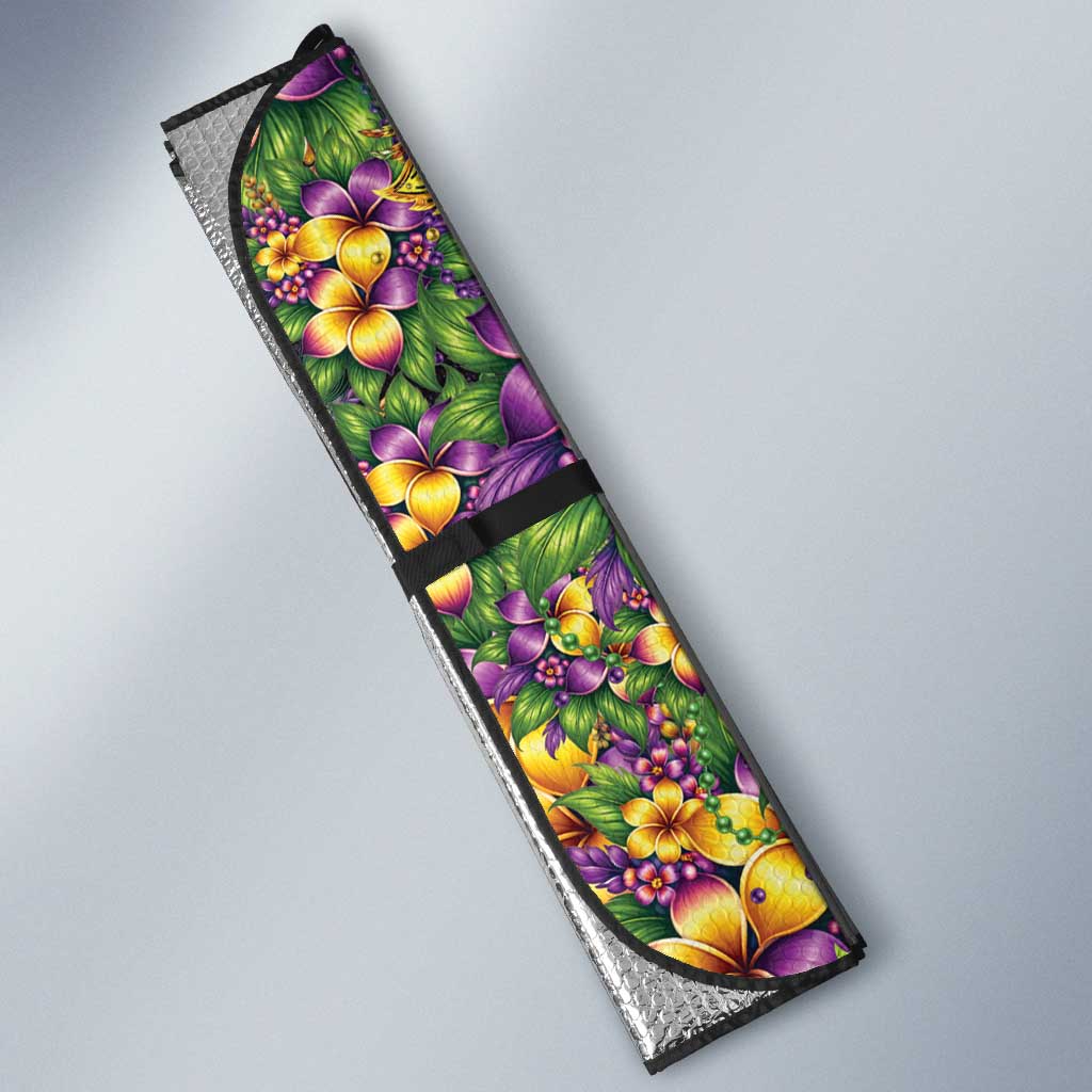 Hawaii Mardi Gras Auto Sun Shade Tropical Flowers Glitter Style