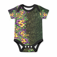 Hawaii Mardi Gras Baby Onesie Tropical Flowers Glitter Style