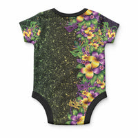 Hawaii Mardi Gras Baby Onesie Tropical Flowers Glitter Style